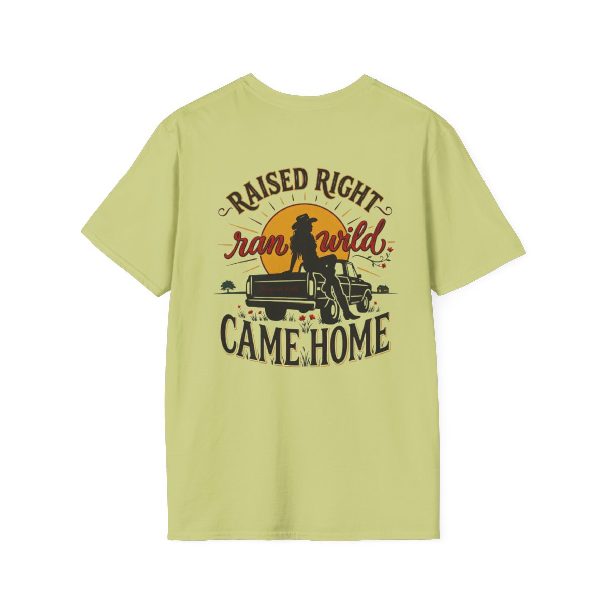 Raised Right Shirt — "Raised Right, Ran Wild, Came Home" Tee in Pistachio