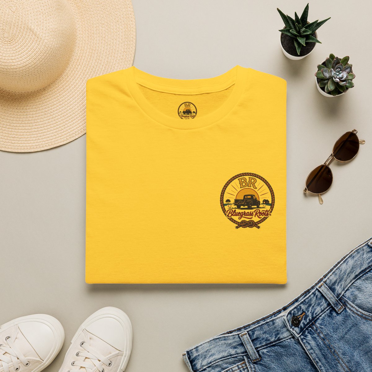 Raised Right Shirt — "Raised Right, Ran Wild, Came Home" Tee in Daisy