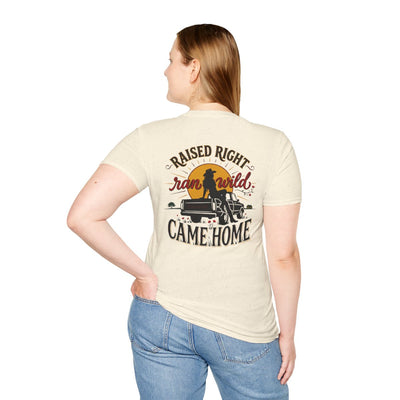 Raised Right Shirt — "Raised Right, Ran Wild, Came Home" Tee in Natural