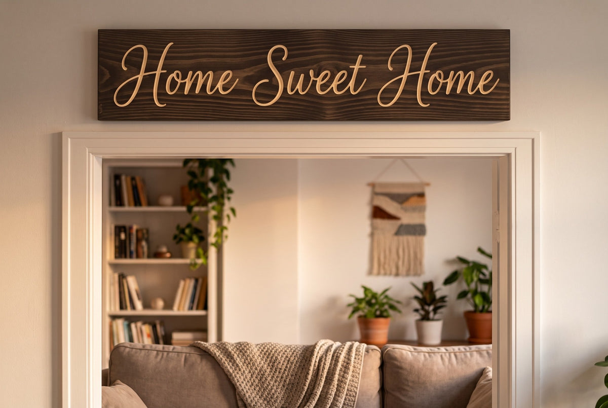 Home Sweet Home hanging in a home