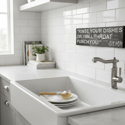 color-finishes-rinse-dishes-throat-punch-sign - rinse your dishes or i wood sign by Bluegrass Gifts, handmade in Kentucky