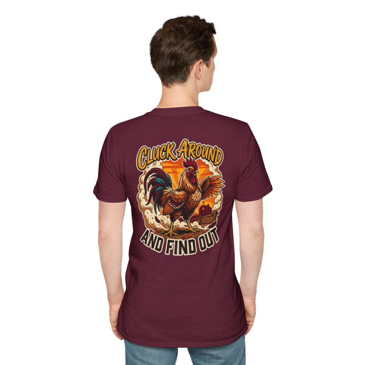 Rooster Shirt — "Cluck Around and Find Out" Graphic Tee in Maroon