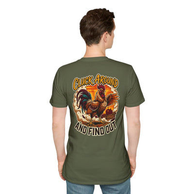 Rooster Shirt — "Cluck Around and Find Out" Graphic Tee in Military Green