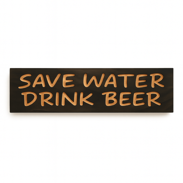 Save Water Drink Beer Wooden Sign – Funny Rustic Bar Wall Décor