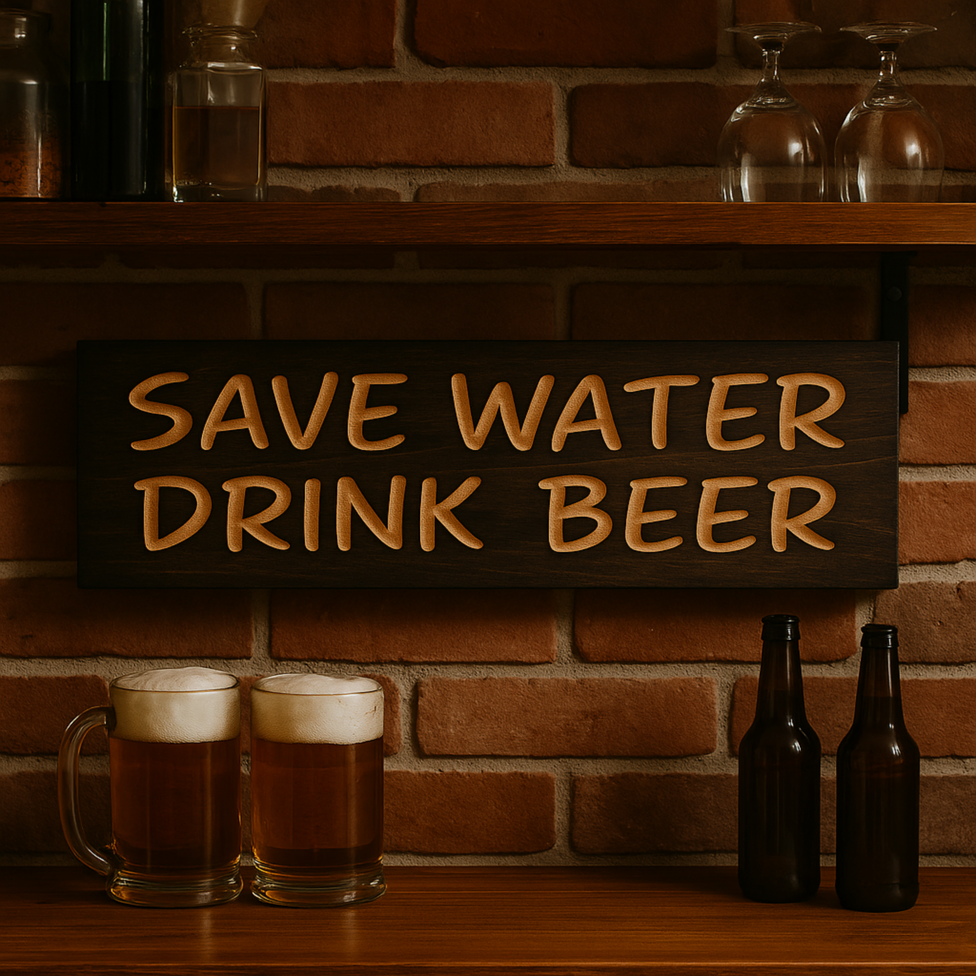 bluegrass-gifts-wooden-sign-us-vs-them - save water drink beer wooden sign wood sign by Bluegrass Gifts, handmade in Kentucky