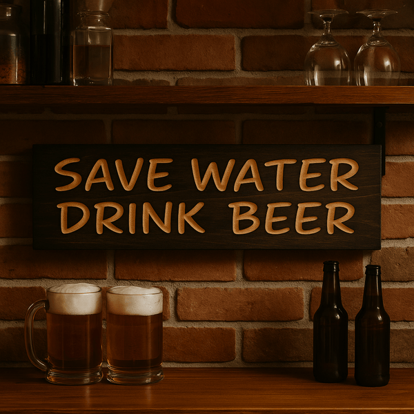 Save Water Drink Beer Wooden Sign – Funny Rustic Bar Wall Décor