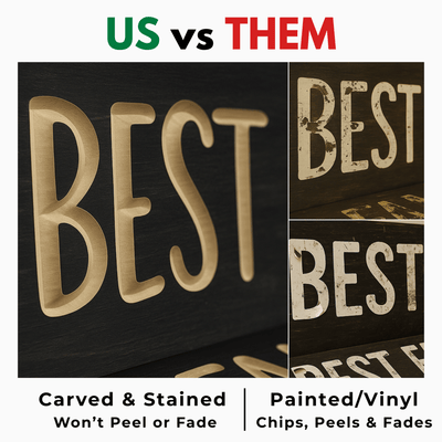 Bourbon Sign — The Proof Is Here | Kentucky Carved Wood — product details — Bluegrass Gifts