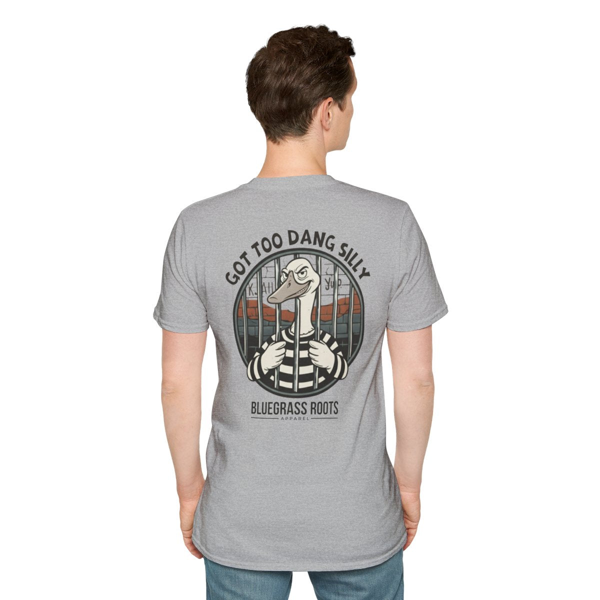 Silly Goose Shirt — "Got Too Dang Silly" Graphic Tee in Sport Grey