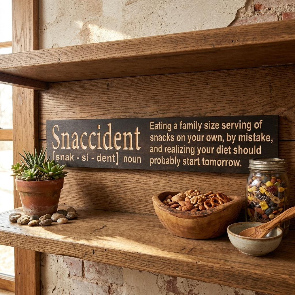 Snack Station Sign — Snaccident Funny Carved Kitchen Decor