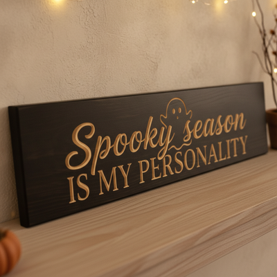 Spooky Season Sign — Spooky Season Is My Personality — carved wood sign — Bluegrass Gifts