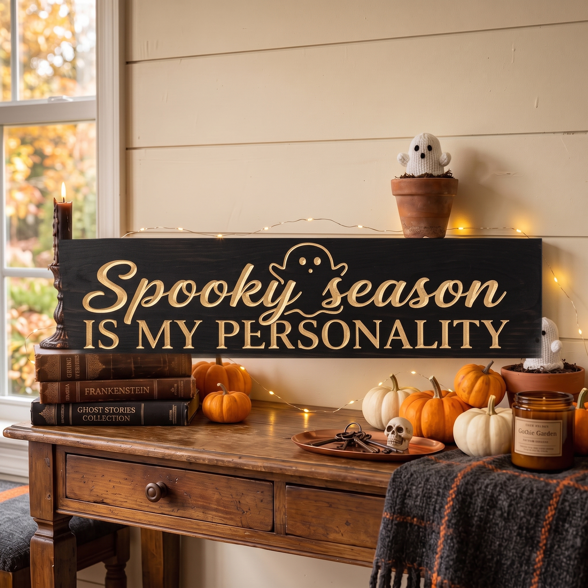 Spooky Season Sign — Spooky Season Is My Personality — styled in room — Bluegrass Gifts