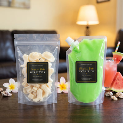 Sun-Kissed Cutie squeeze wax melt pouch and wax melt tarts by Bluegrass Belle Wax & Wick