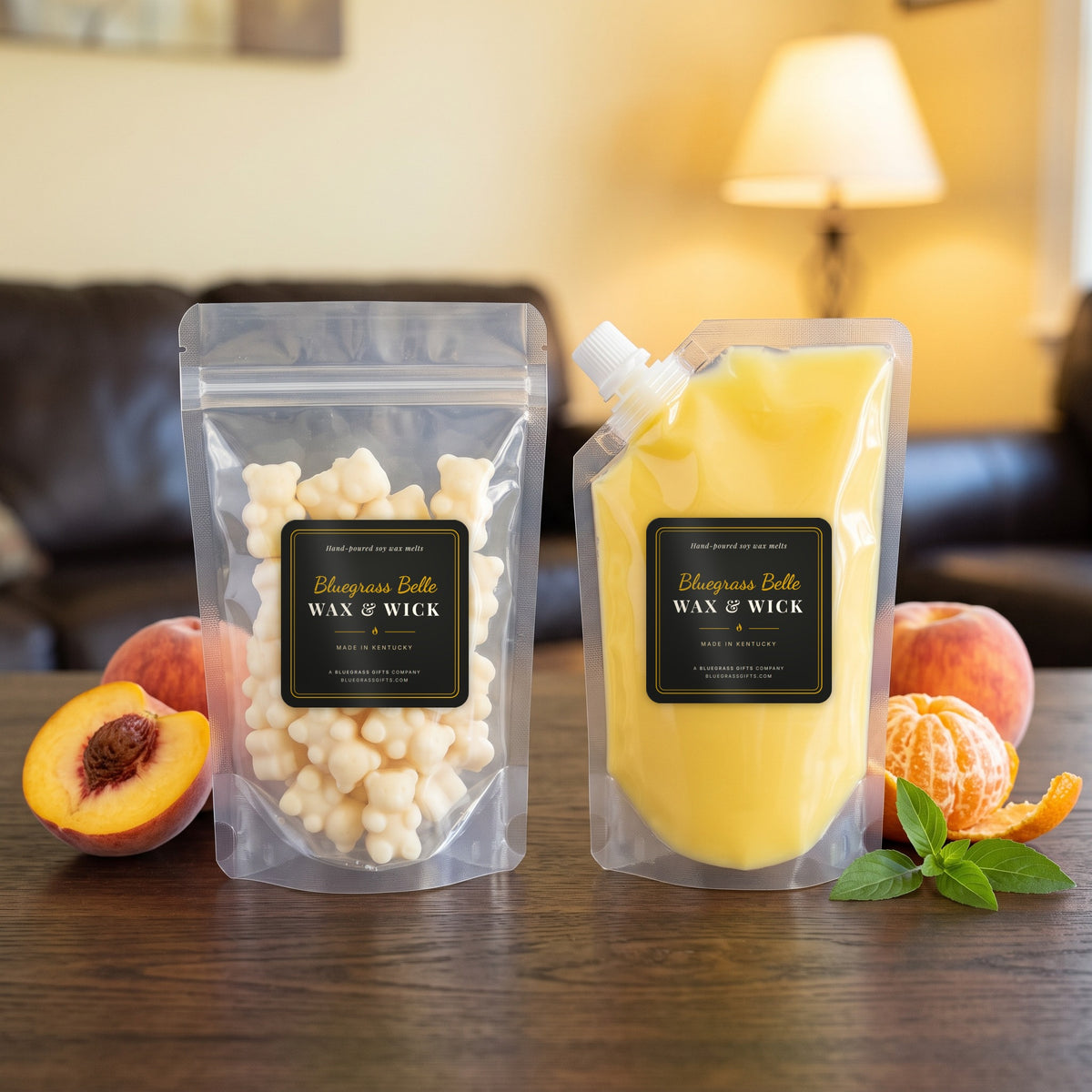Sundress Season squeeze wax melt pouch and wax melt tarts by Bluegrass Belle Wax & Wick