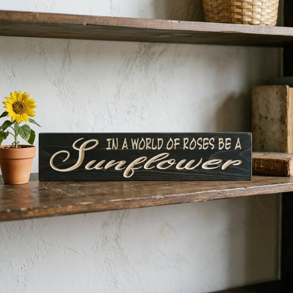 Sunflower Farmhouse Decor — Be a Sunflower Carved Sign