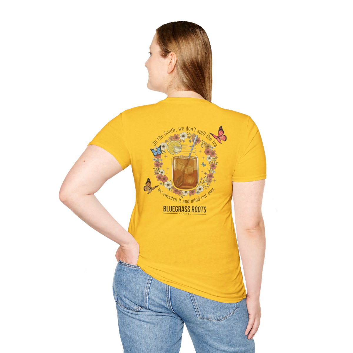 Sweet Tea Shirt — "Sweeten the Tea" Mason Jar Graphic Tee in Daisy