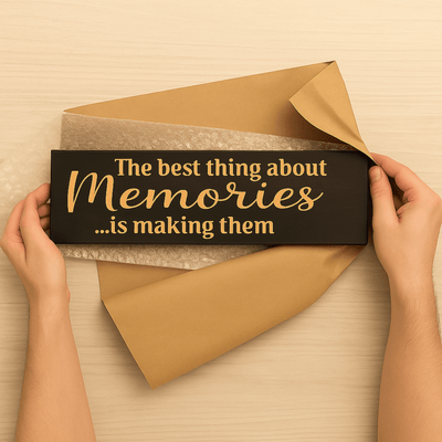 in-hands-memories-quote-wood-sign - the best thing about memoriesis wood sign by Bluegrass Gifts, handmade in Kentucky