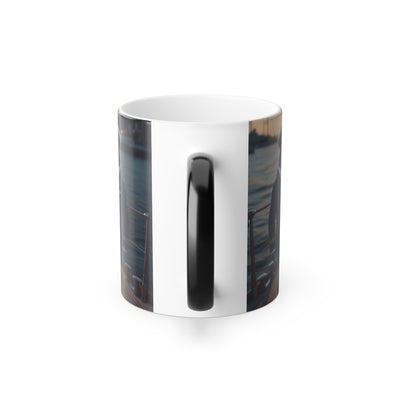 The Sardine Society Magic Mug - 11oz coffee mug held in hand showing size by Bluegrass Gifts