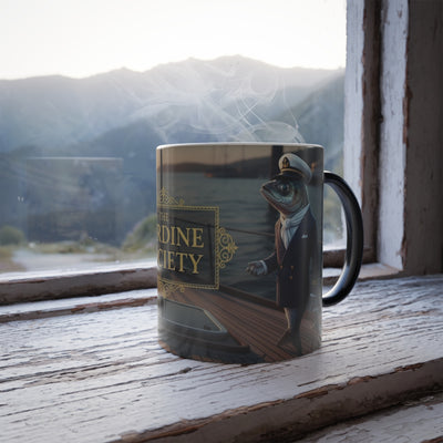 The Sardine Society Magic Mug - funny coffee mug on office desk gift idea by Bluegrass Gifts
