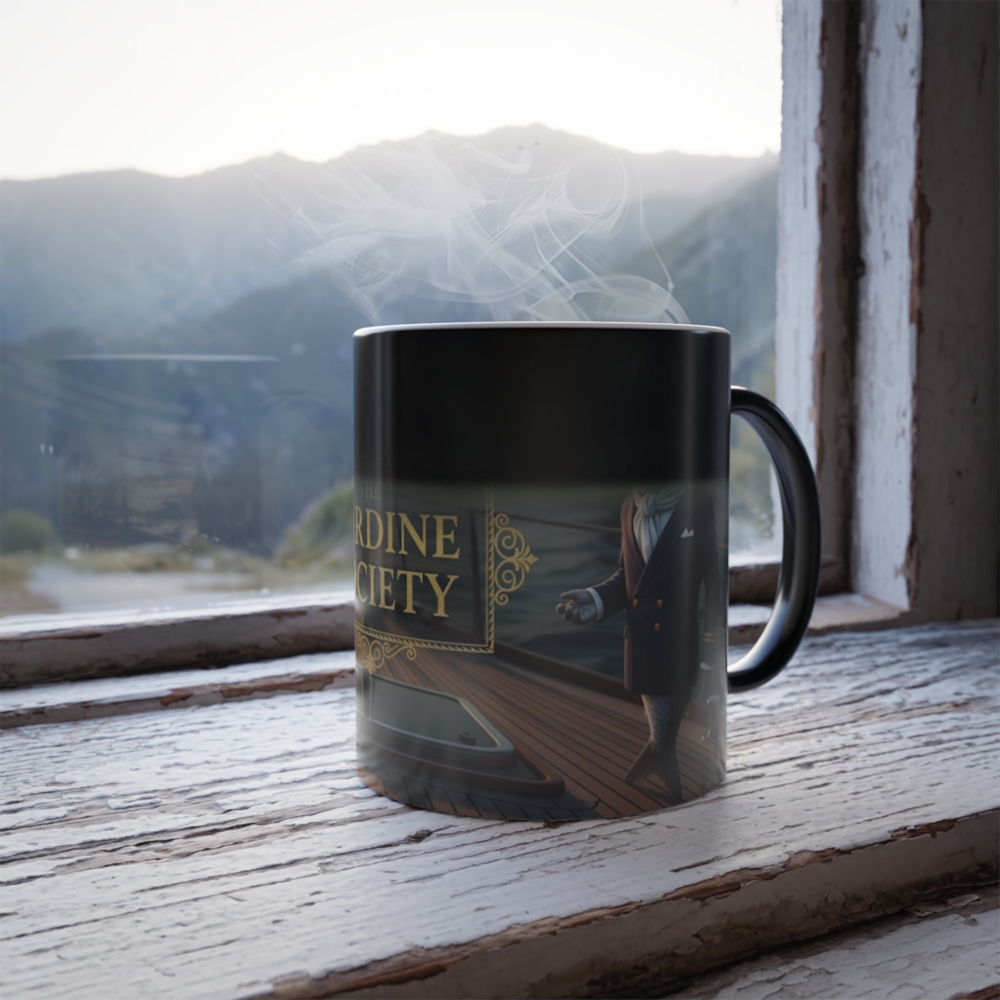 The Sardine Society Magic Mug - magic mug studio shot white background by Bluegrass Gifts