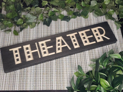 theater wood sign - man cave sign - CNC-carved by Bluegrass Gifts