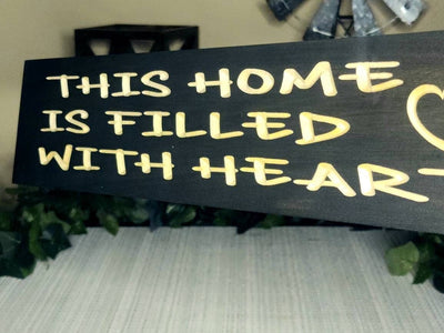 this home is filled with heart wood sign - farmhouse wall art - CNC-carved by Bluegrass Gifts