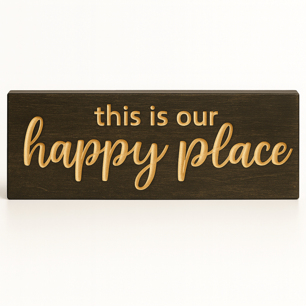 happy-place-sign-angled-studio - this is our happy place wood sign by Bluegrass Gifts, handmade in Kentucky
