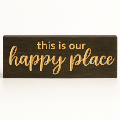 happy-place-sign-angled-studio - this is our happy place wood sign by Bluegrass Gifts, handmade in Kentucky