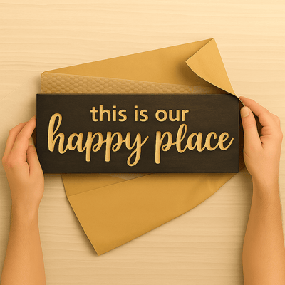 happy-place-sign-couple-gift-photo - this is our happy place wood sign by Bluegrass Gifts, handmade in Kentucky
