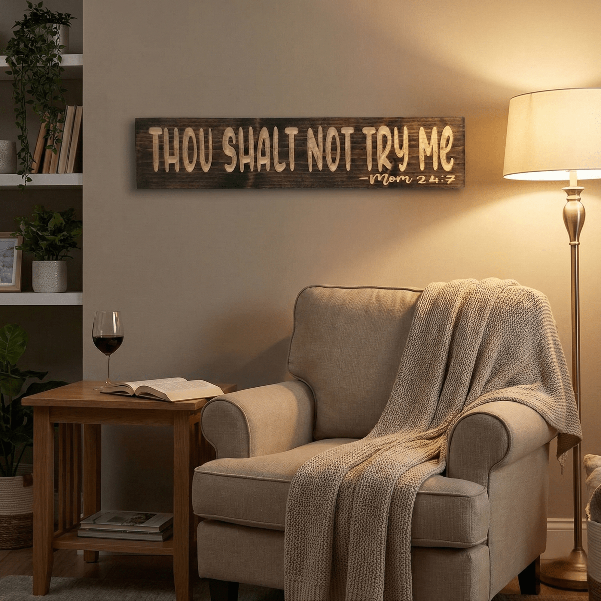 carved-wood-sign-vs-vinyl-decal-quality-comparison - thou shalt not try me wood sign by Bluegrass Gifts, handmade in Kentucky