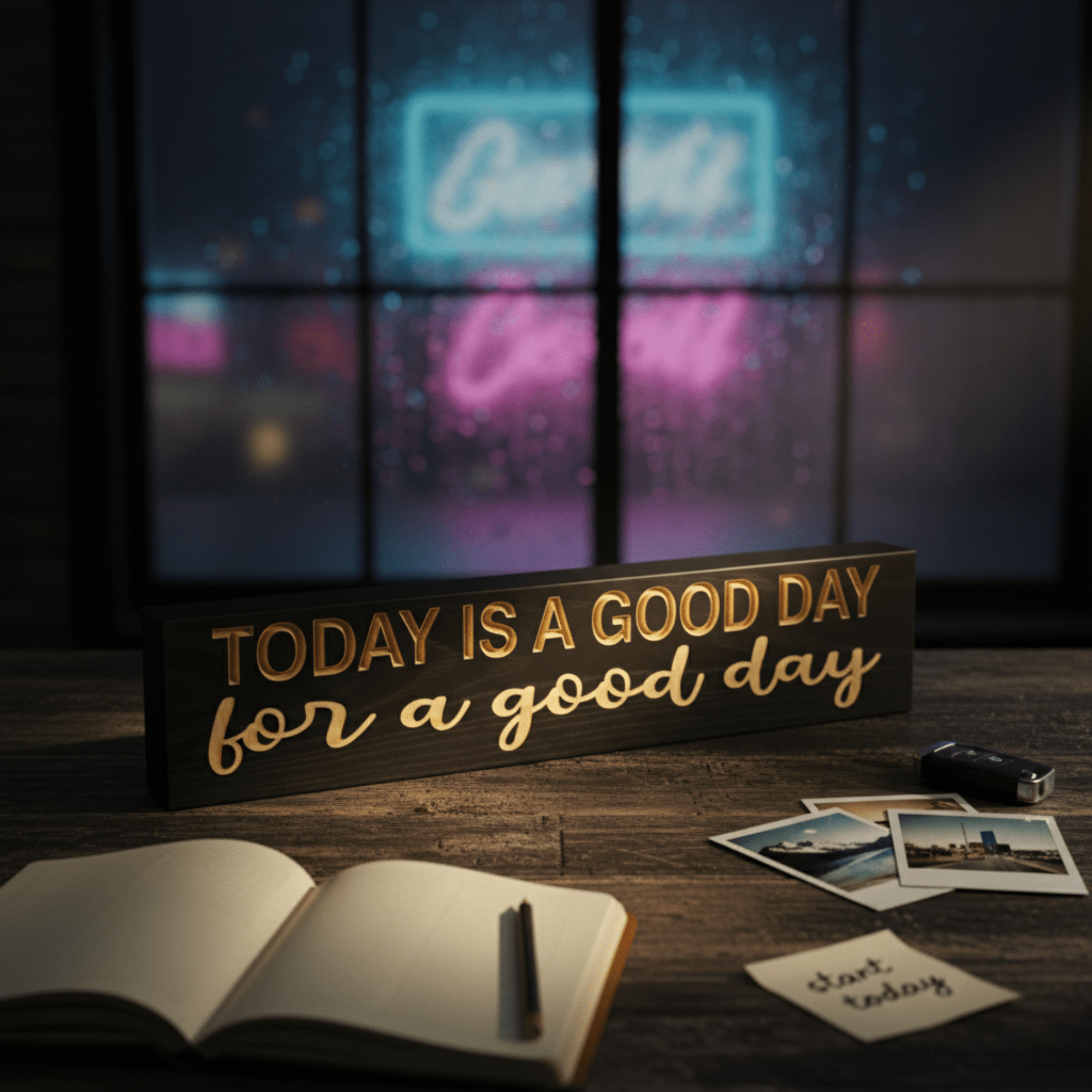 today-is-a-good-day-wood-sign-hanging-in-kitchen - today is a good day wood sign by Bluegrass Gifts, handmade in Kentucky