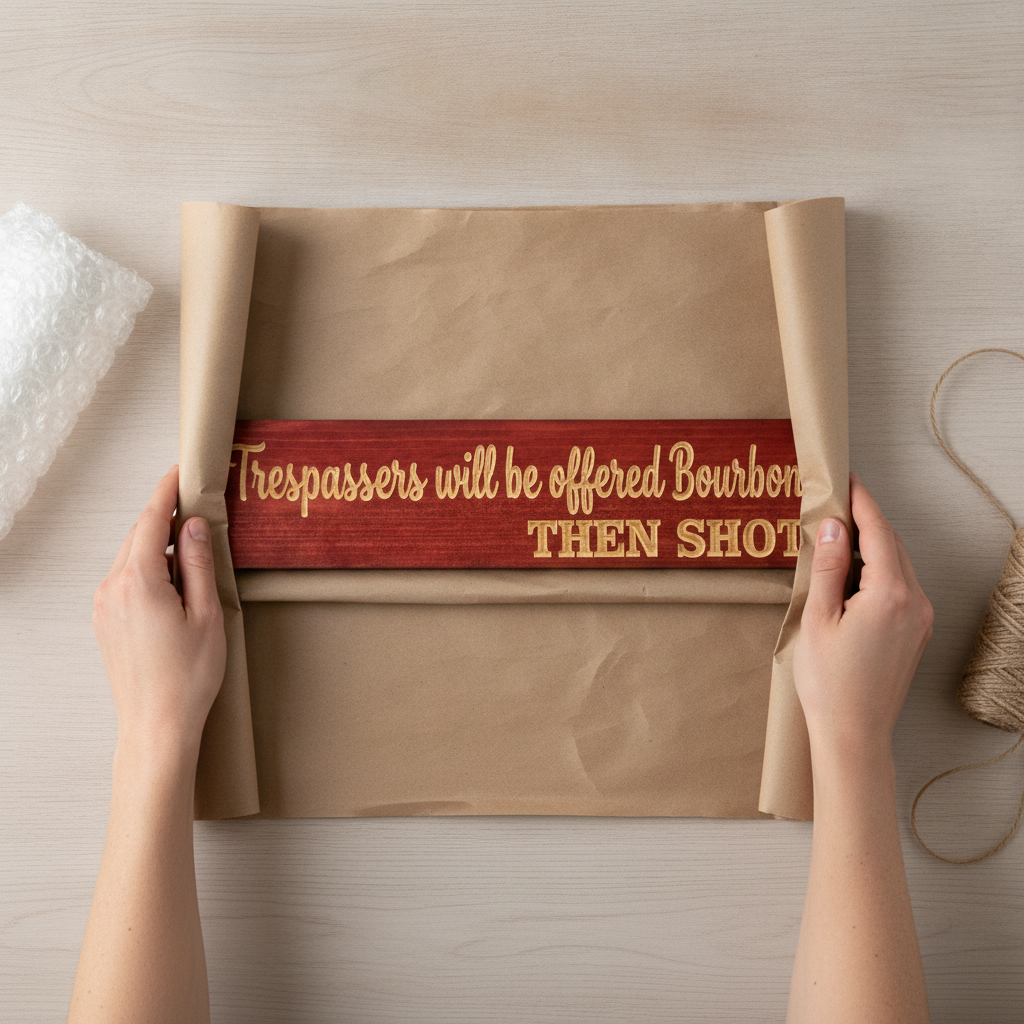 Funny No Trespassing Sign — Trespassers Offered Bourbon — gift-ready packaging — Bluegrass Gifts