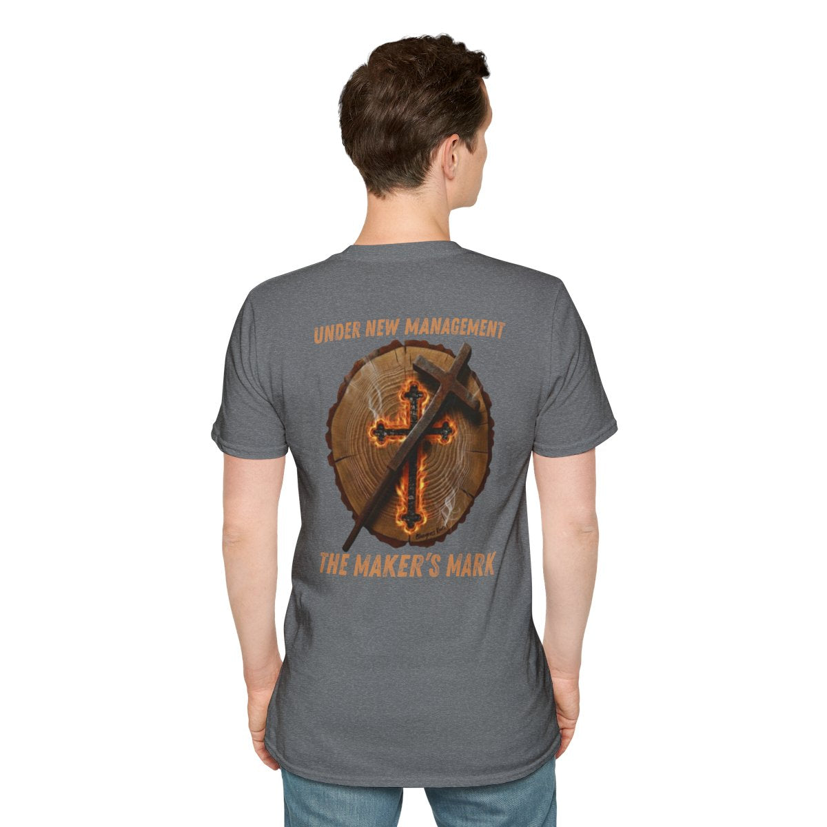 Under New Management Shirt — Faith-Based Heritage Tee in Graphite Heather