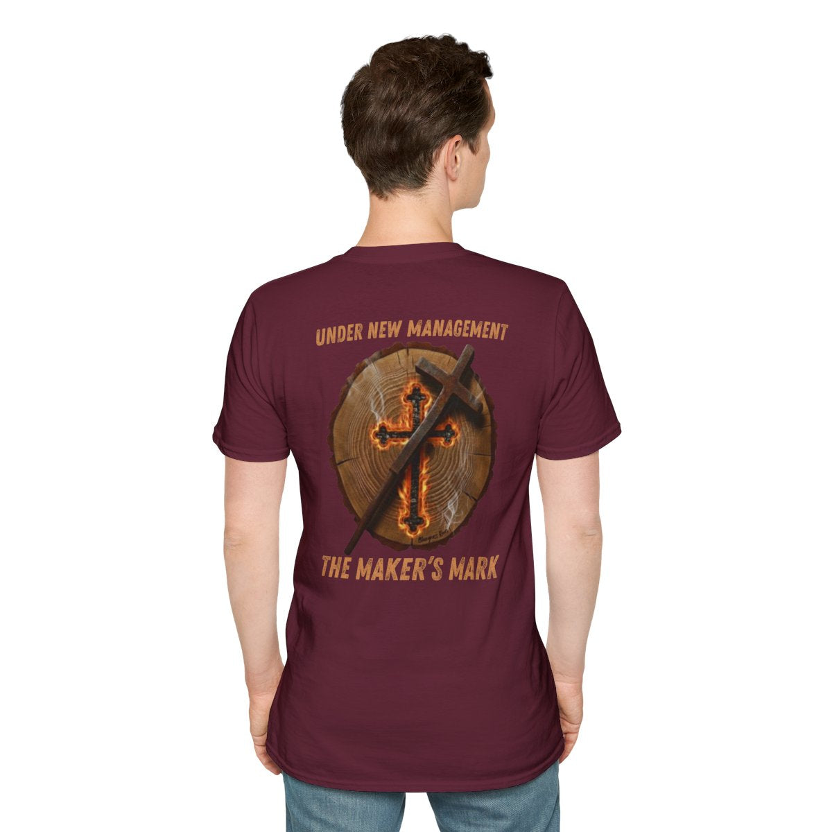 Under New Management Shirt — Faith-Based Heritage Tee in Maroon