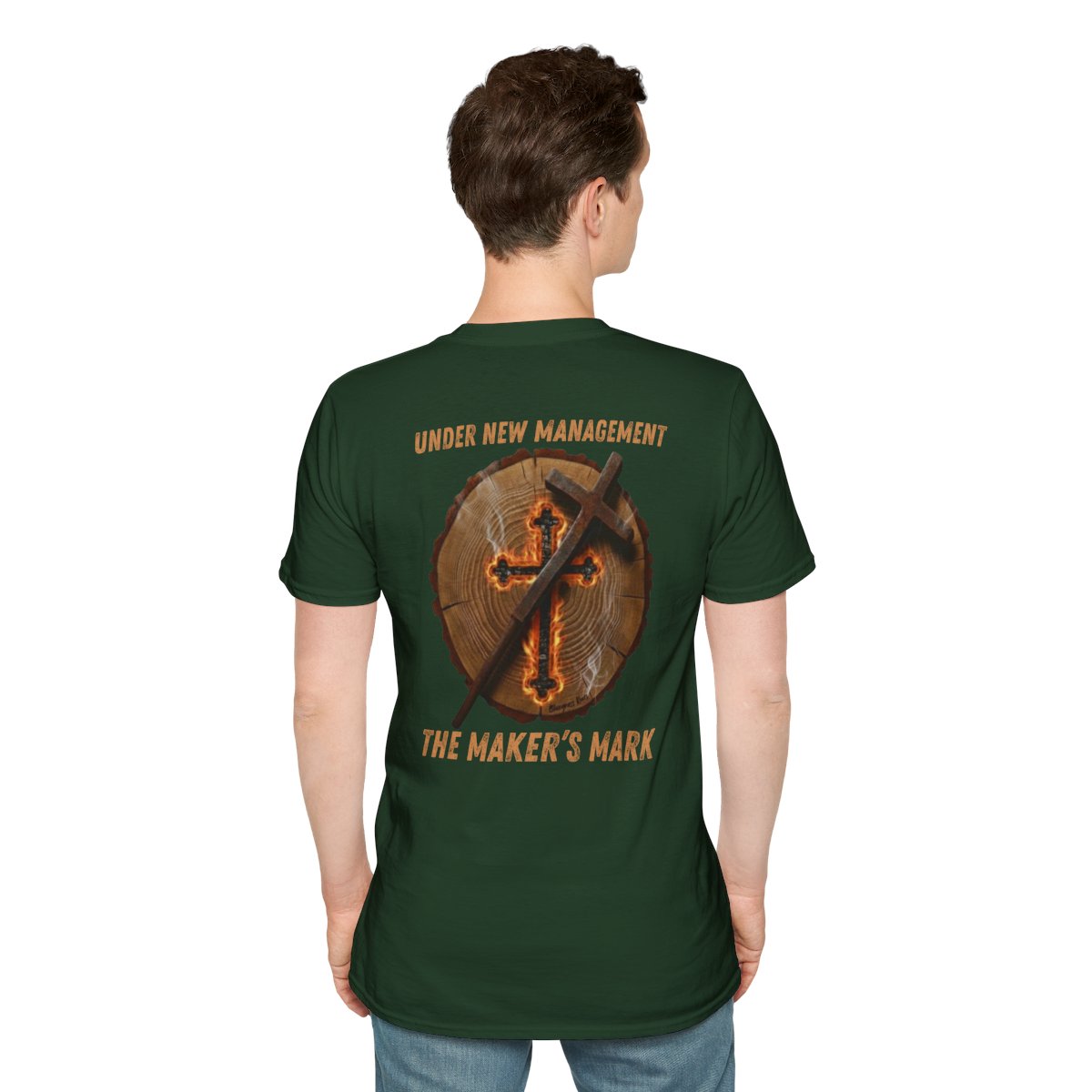 Under New Management Shirt — Faith-Based Heritage Tee in Forest Green