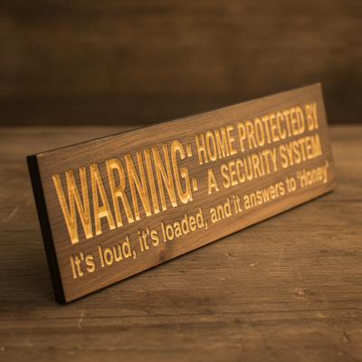 Funny Security Sign — It's Loud, It's Loaded, Answers To Honey — carved wood sign — Bluegrass Gifts