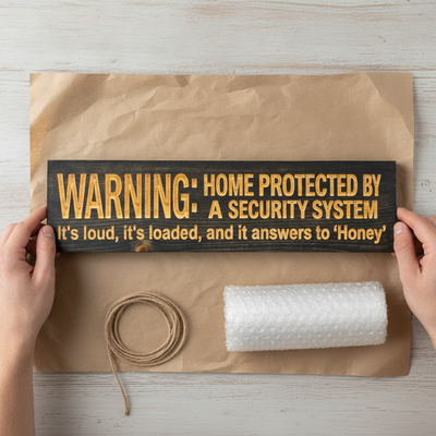 Funny Security Sign — It's Loud, It's Loaded, Answers To Honey — gift-ready packaging — Bluegrass Gifts