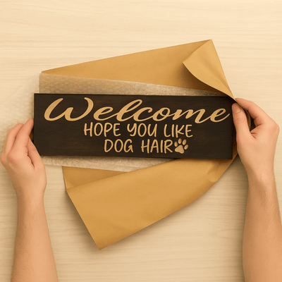 welcome-dog-hair-sign-color-options - welcome hope you like dog wood sign by Bluegrass Gifts, handmade in Kentucky