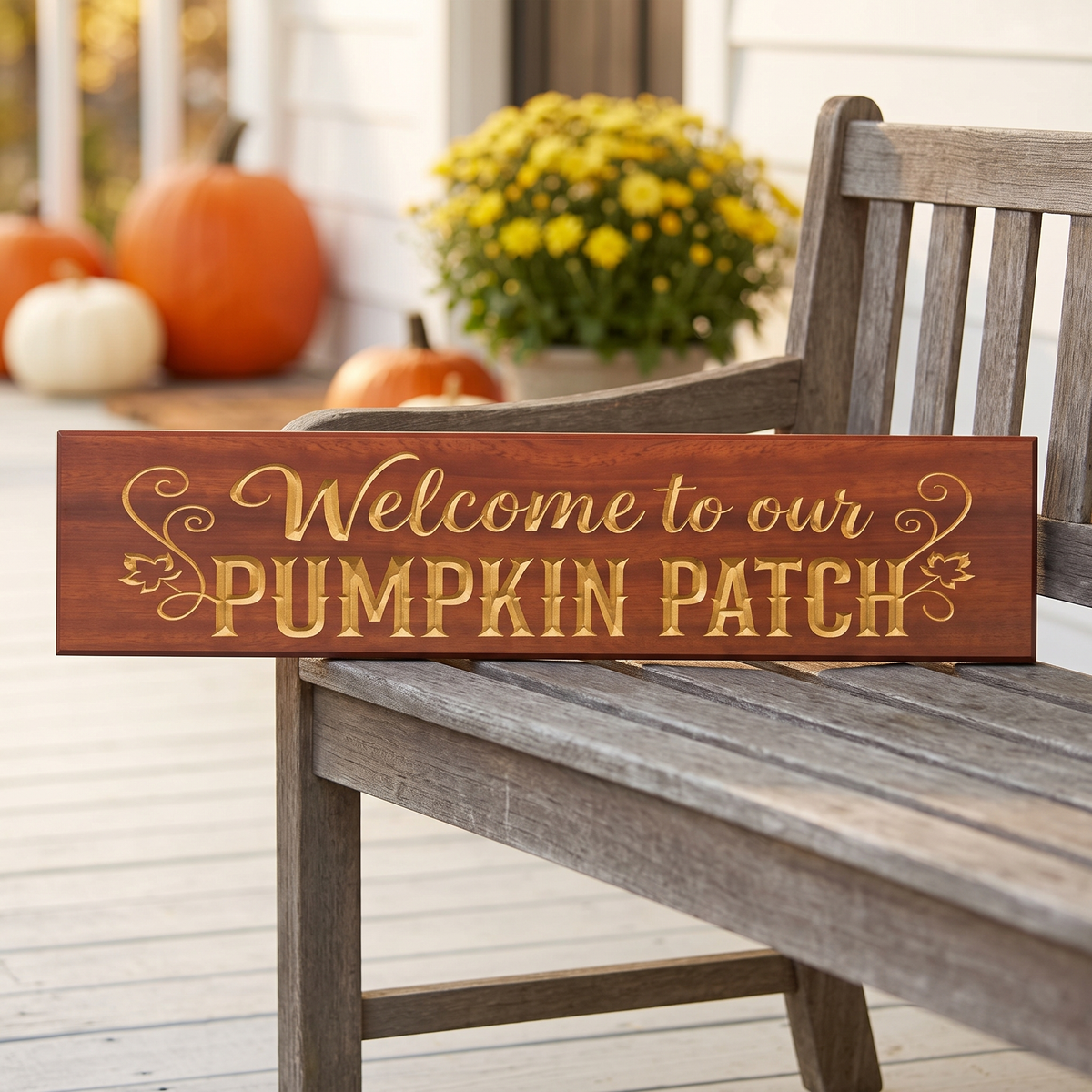 Funny Pumpkin Patch Sign — Welcome To Our Pumpkin Patch — carved wood sign — Bluegrass Gifts
