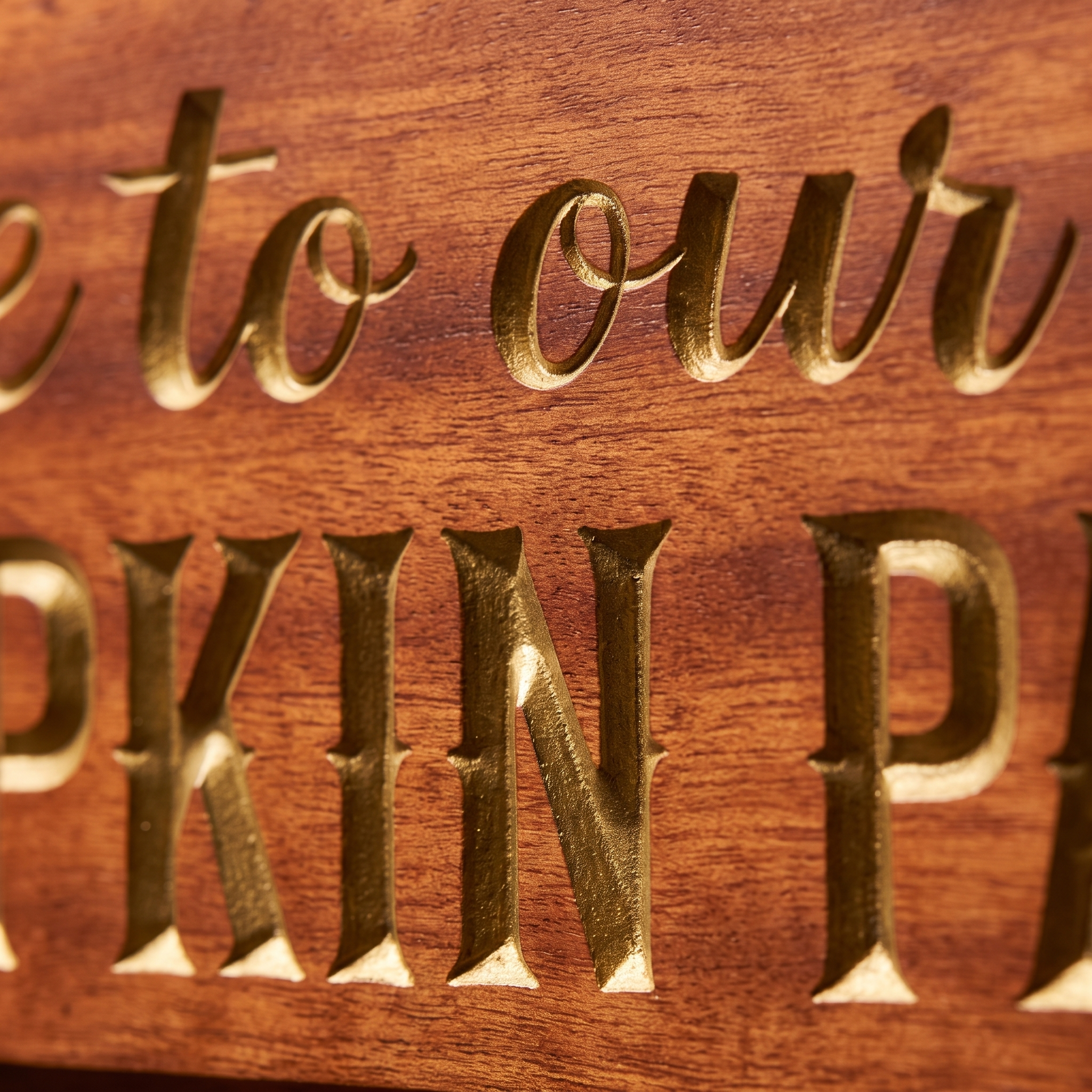 Funny Pumpkin Patch Sign — Welcome To Our Pumpkin Patch — carved lettering detail — Bluegrass Gifts