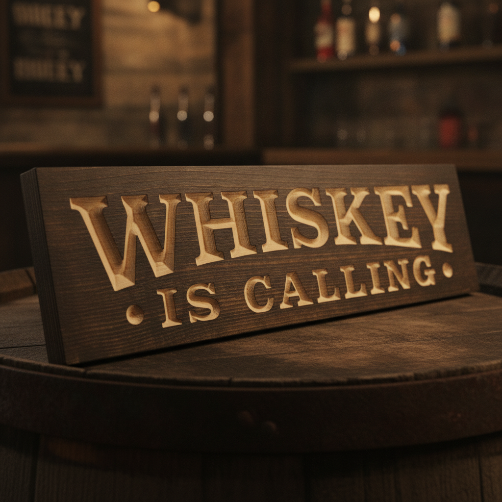 Speakeasy Sign — Whiskey Is Calling Carved Wood — carved wood sign — Bluegrass Gifts