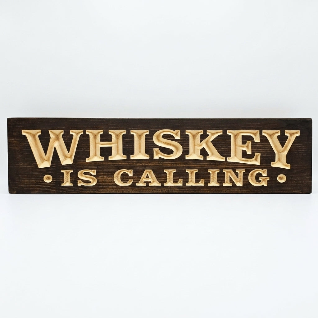 Speakeasy Sign — Whiskey Is Calling Carved Wood — carved wood sign — Bluegrass Gifts