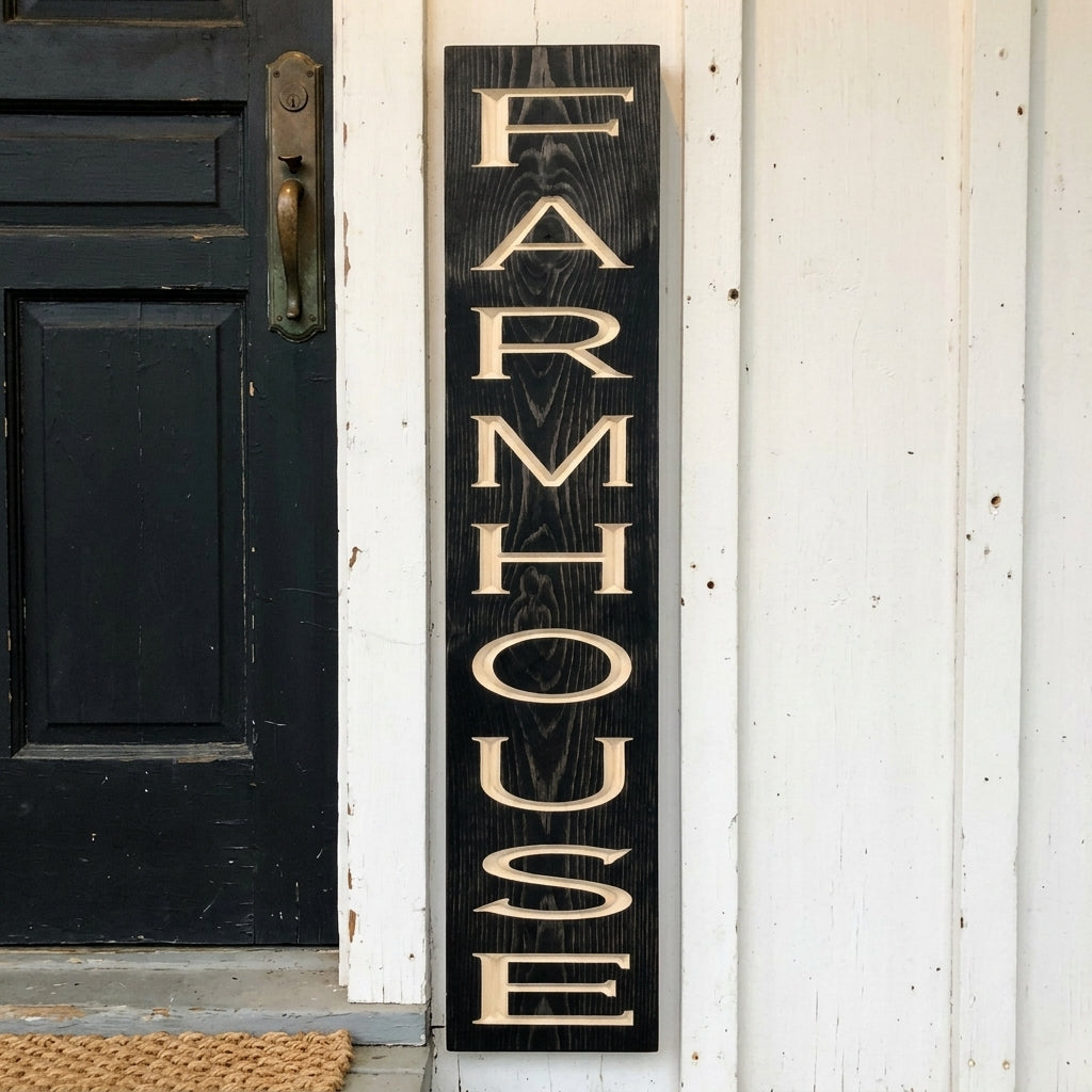 Wood Word Signs — FARMHOUSE Rustic Carved Letter Sign