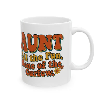 Aunt Mug — "All the Fun, None of the Curfew" Retro Groovy Gift Mug