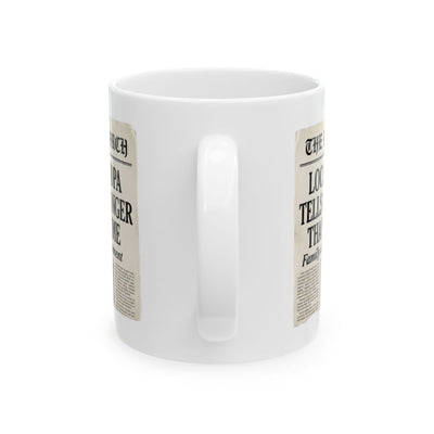 Grandpa Coffee Mug — "Local Grandpa Tells Story Longer Than Last Time" Newspaper Mug