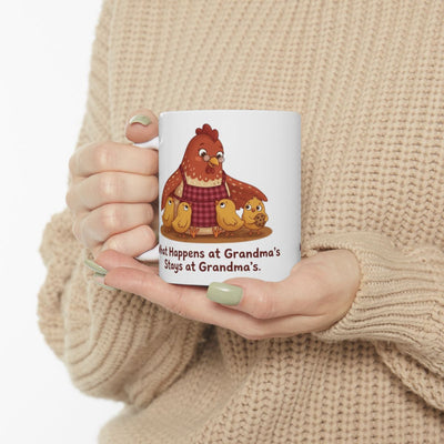 Grandma Coffee Mug — "What Happens at Grandma's Stays at Grandma's" Hen & Chicks Mug