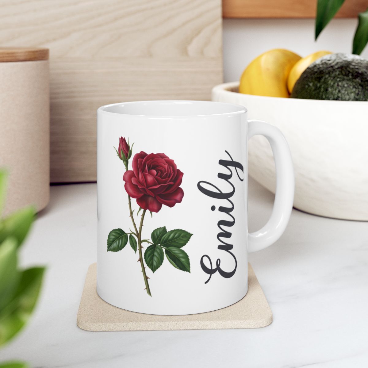 Personalized Birth Flower Mug — Name Mug with Your Birth Month Flower