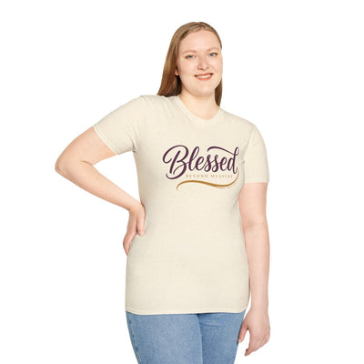 Blessed Shirt — "Blessed Beyond Measure" Script Tee in Natural