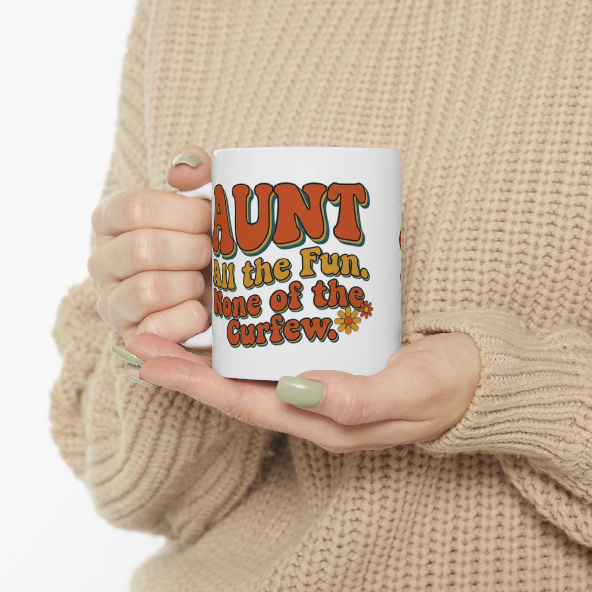 Aunt Mug — "All the Fun, None of the Curfew" Retro Groovy Gift Mug