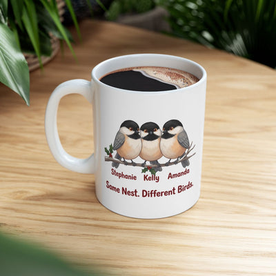 Sisters Mug — Personalized Same Nest Different Birds Mug with 2, 3 or 4 Names