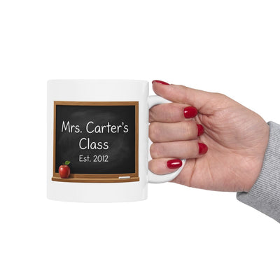 Personalized Teacher Mug — Chalkboard with Teacher's Name & Est. Year